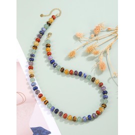 GEHECRST 7 Chakra Chain Healing Stones Chain Crystal Necklace Gemstone Necklace Amulet Lucky Chain Reiki Healing Talisman Lucky Charm Jewellery for Men and Women