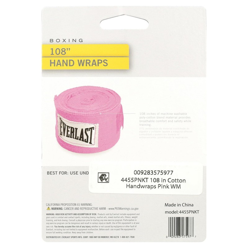 Everlast 108 in Pink Cotton Handwrap Pair