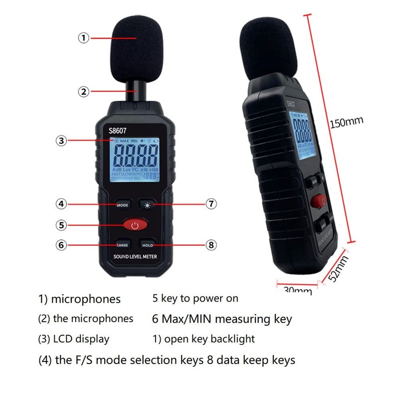 Giilayky Digital Sound Level Noise Meter Measurement 30-130DB DB Decibel