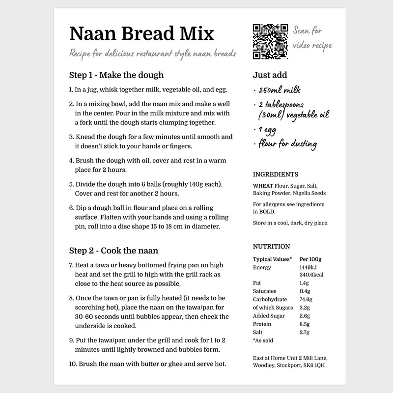 Naan Bread Mix | 500G Pack | Make Restaurant Style
