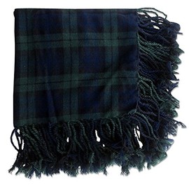 AAR Kilt Fly Plaid Acrylic Wool Scarf Rolled Fringe Shawl