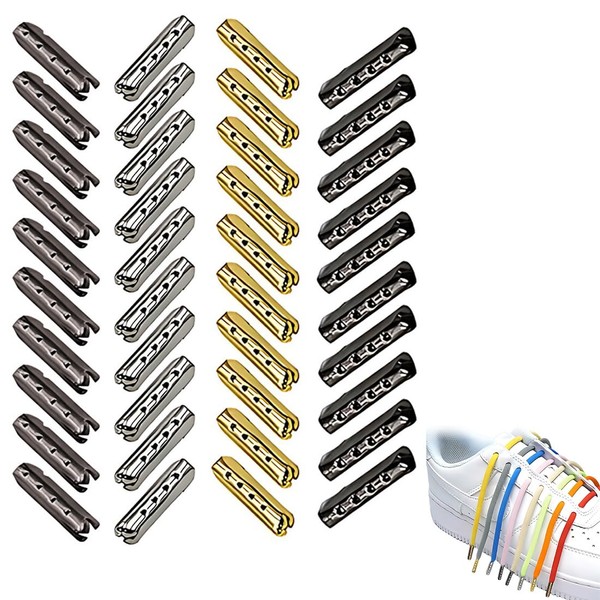 NOPKESV Pack of 40 Shoelace Tips, 4 Colours, Alloy Cord