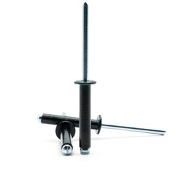 Hippo Hardware (3.2mm X 20mm) Black Pop Rivet Aluminium Body Blind Open End Dome Head Steel Mandrel (Pack of 100)