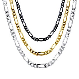 Solid Sterling Silver Figaro Link Chain 22 inch 3mm Silver Figaro Chain Lobster Clasp Link Chain Necklace for Men Women