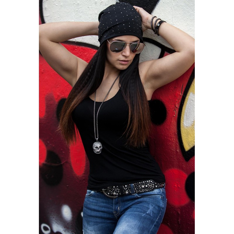 styleBREAKER 04024037 Unisex Classic Beanie Hat with High-Quality Rhinestone Studs