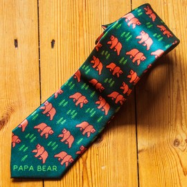 Crazy Dog T-Shirts Papa Bear Necktie Novelty Ties for Men Bear Tie for Dad Mens Funny Neckties Camping Dad Ties