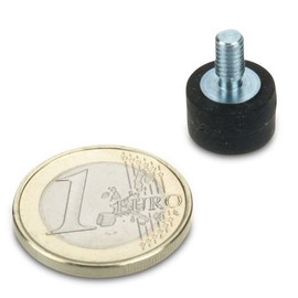 Strong magnetic system neodymium diameter 12 mm rubberised with thread M4 x 8 (magnets4you) - holds 1.3 kg, threaded pins, external thread, strong hold thanks to neodymium magnets and no scratching