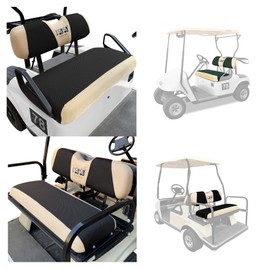 10L0L Golf Cart Front + Rear Seat Cover Set for EZGO TXT RXV & Club Car DS 4 Passenger Models Bench Seat Covers Kit Breathable Washable Polyester Mesh Cloth (S+XS)