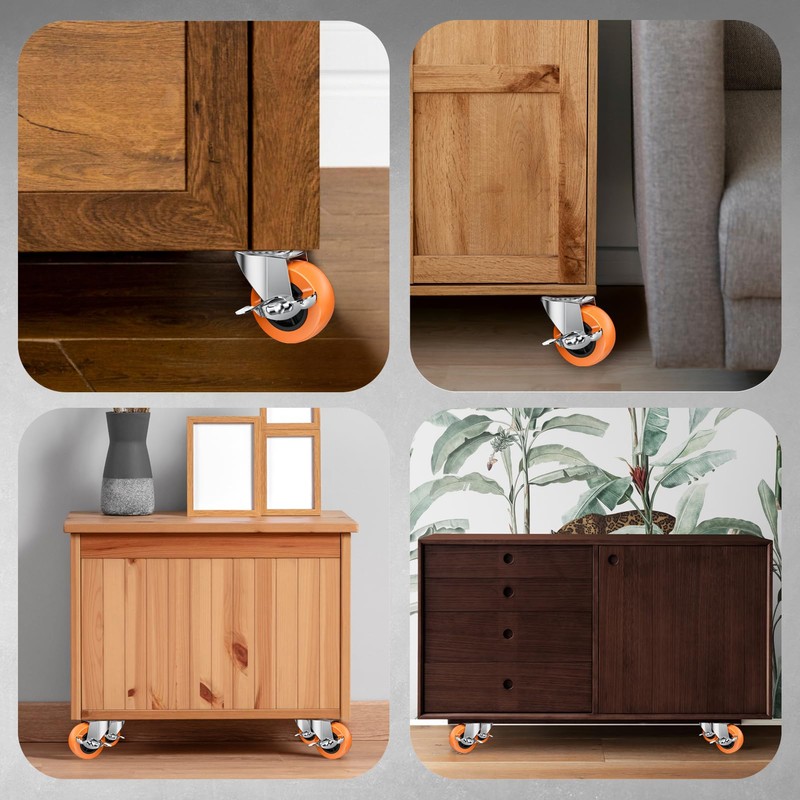 2 Inch Casters, ASHGOOB Caster Wheels with Side Brake, Locking
