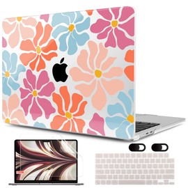 MEEgoodo Case for MacBook Air M4/M3/M2 13.6 inch 2025 2024 2022, Fit Model A3240 A3113 A2681, Compatible with MacBook Air 13 inch, Laptop Hard Shell Case with Keyboard Cover, Minimalist Style Floral