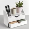 ROSE BLOOM White Wood Desk Organizer with 2 Drawer, Mini