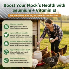 Selenium and Vitamin E Powder for Chickens – Boost Immunity, Muscle Support & Reproductive Health, Selenium for Chickens to Prevent Wry Neck & Improve Egg Production, Chicken Vitamins for All Poultry