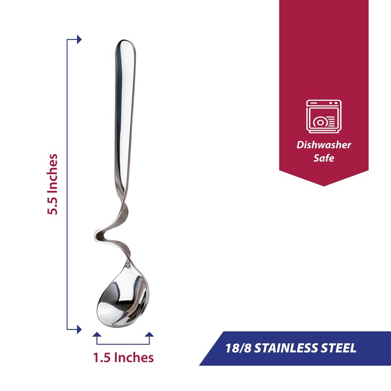 HIC Kitchen Curved Handle Honey Spoon, 18/8 Stainless Steel, Serve