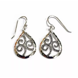 Tisoro Sterling Silver Teardrop Earrings with Swirl-100% Hypoallergenic and...