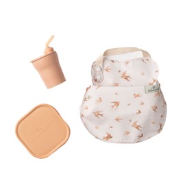 Miniware Eco Explorer Set with Catch & Cover Bib, 1-2-3 Sip! Cup, Snack Bowl | Promotes Self-Feeding (Golden Harvest)