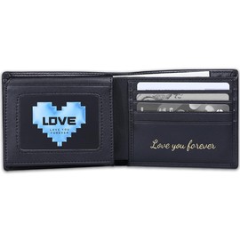 DUMBEN Love You Forever Wallet for Men, Genuine Leather Mens Wallet, Unique Birthday Gifts for Men, Meaningful Mens Gifts Ideas for Husband Dad Son...for Father's Day Valentine's Day Christmas