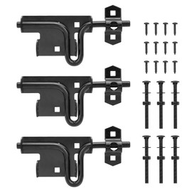 3 Pack Slide Bolt Gate Latch, Door Lock Hardware with Padlock Hole, Gate Latch for Wooden Fence 2 Sided, Slide Bolt for Outdoor Gates, Yard Fence, Gate Hardware (Black)