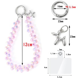 [GUANGUAN] スマホストラップ 手首 キラキラ輝く ビーズストラップ ハンドストラップ 携帯 ストラップ かわいい おしゃれ カメラ USBメモリ 鍵 マスコット キーなどにも適応 ピンク