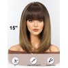 WOKESTAR Staright Wig with Fringe Synthetic Mid-length Layered Wigs for