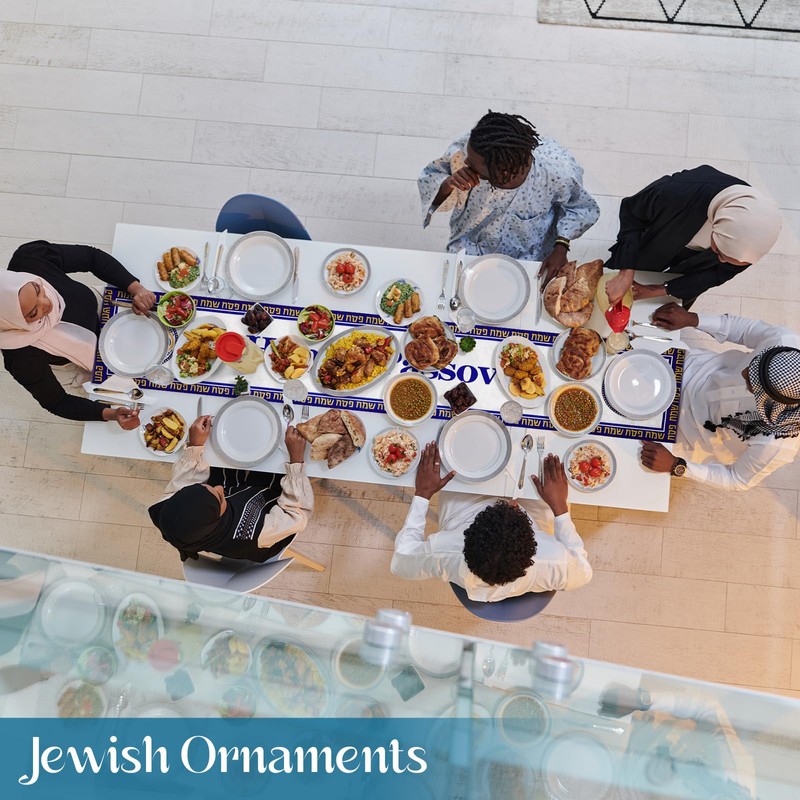 Breling 2 Pcs Happy Passover Table Runner Purim Tablecloth 13x72