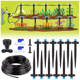 50FT Drip Irrigation System Quick Connect Garden Watering System with 1/4" Irrigation Tubing DIY Automatic Water Irrigation System for Garden Raised Beds Potted Plants Vegetable Flower