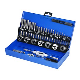 FUNFANG 32 PCS HSS Tap and Die Set Metric Wrench Cut M3-M12 Hand Threading Tool Tungsten Carbide Tap Die Screw Thread Making Tool Bit Set Engineer Kit with Metal Case