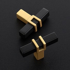 HOME EDIT 2 inch Cabinet Handles, 3 Pack Kitchen Cabinet Handles Matte Black and Gold Drawer Pulls Zinc Alloy Square Bar Kitchen Pulls