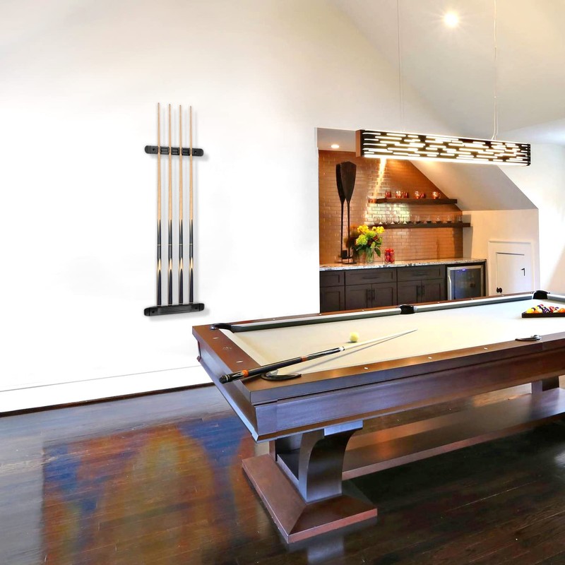 Billiard cue Wall Rack, Pool Stick Holder (Black Color, 4