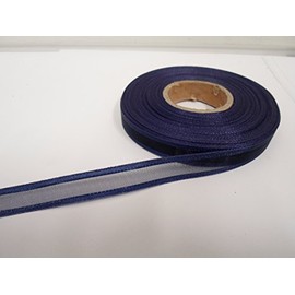 2 metres x 10mm Edged Organza Ribbon Navy Dark Blue Double Sided Satin Edge Sheer 10 mm 1cm