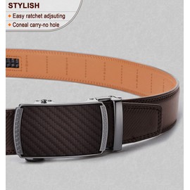 BULLIANT Men's Belt, Leather Ratchet Belt for Men Dress 1 3/8",Trim to Fit(Dark Brown-36-42" Waist Adjustable)