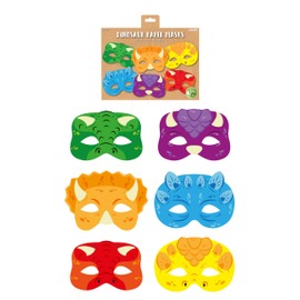 HENBRANDT 1 x Dinosaur Paper Party Masks for Kids Pack of 12 Dino Face Masks Fancy Dress Costume Kids Birthday Loot Bag Filler Party Favours for Boys and Girls