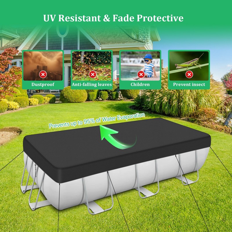 RICHIE 12-20FT Rectangular Pool Cover, Oval Solar Pool Cover for