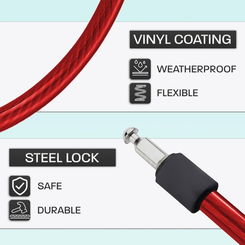 Bicycle Lock 2 Pieces Reinforced Cable 60 cm High Performance