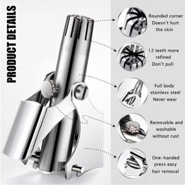 OopsMi Recortador De Vello De Nariz, Paquete De 3, Unisex, Sin Dolor, Con Doce Cuchillas De Doble Filo. Sin Batería. Recortador De Pelo De Nariz Y Orejas De Acero Inoxidable A Prueba De Agua