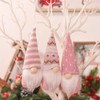 Christmas Gnome Hanging Ornaments - 3-Piece Gray Set with Patterned