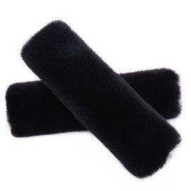 Hpfulseazn 2Pcs Soft Plush Rabbit Fur Car Seat Belt Pads Fluffy Shoulder Strap Cover Seatbelt Protector Neck Cushion Protector Car Accessories for Adults Kids(Black)