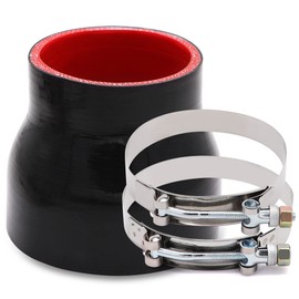 TuoLauthon 3 to 4 inches Straight Black Silicone Reducer Coupler with 2 T-Bolt Clamps 4 Layers of Polyester Reinforcement Suitable High Level Turbo Pipe