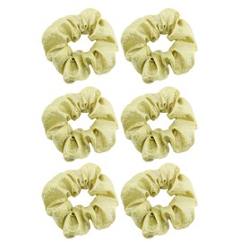 Otyou 6 Pack Glitter Rich Tones Cheer Hair Scrunchies Metallic Scrunchy Bobbles Elastic Hair Bands Ties Christmas Hair Accessories Fashion Wrist Band for Women Girls Dance Recital,Birthday Shirt,Themed Party Festivals Pony Tails and Buns (Yellow)