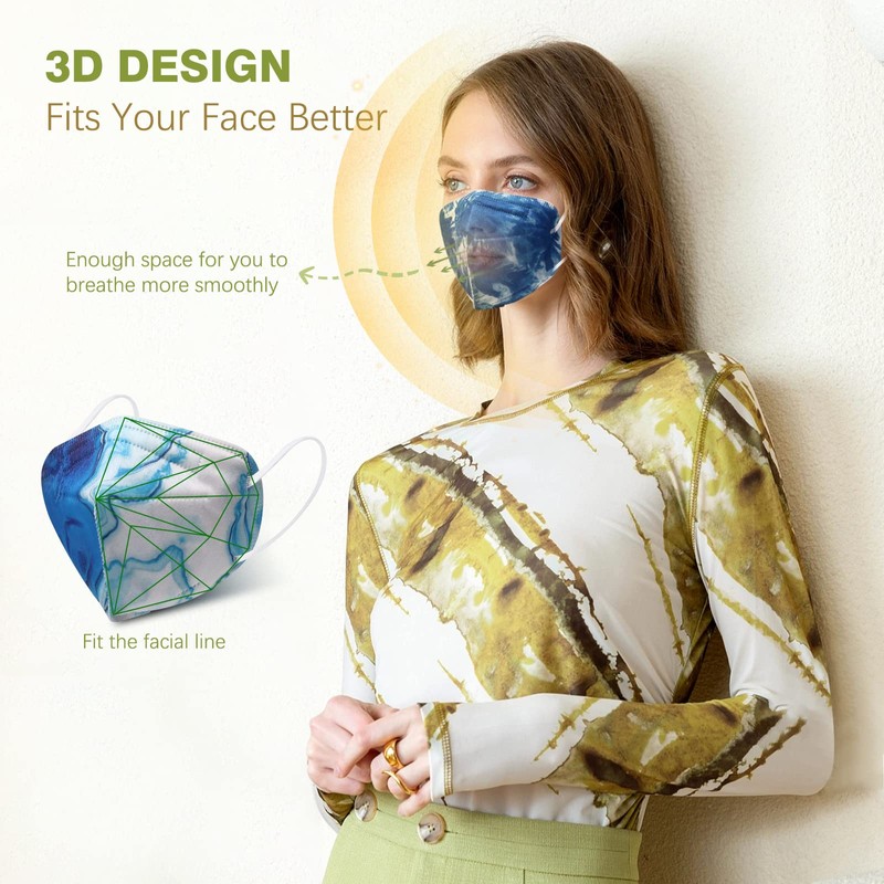 Wecolor KN95 Face Masks 50 Pack 5-Ply Breathable Safety Respirator