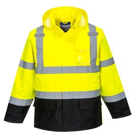 Portwest US366 Hi-Vis Lightweight Waterproof Contrast Rain Jacket Yellow/Black, 3X-Large