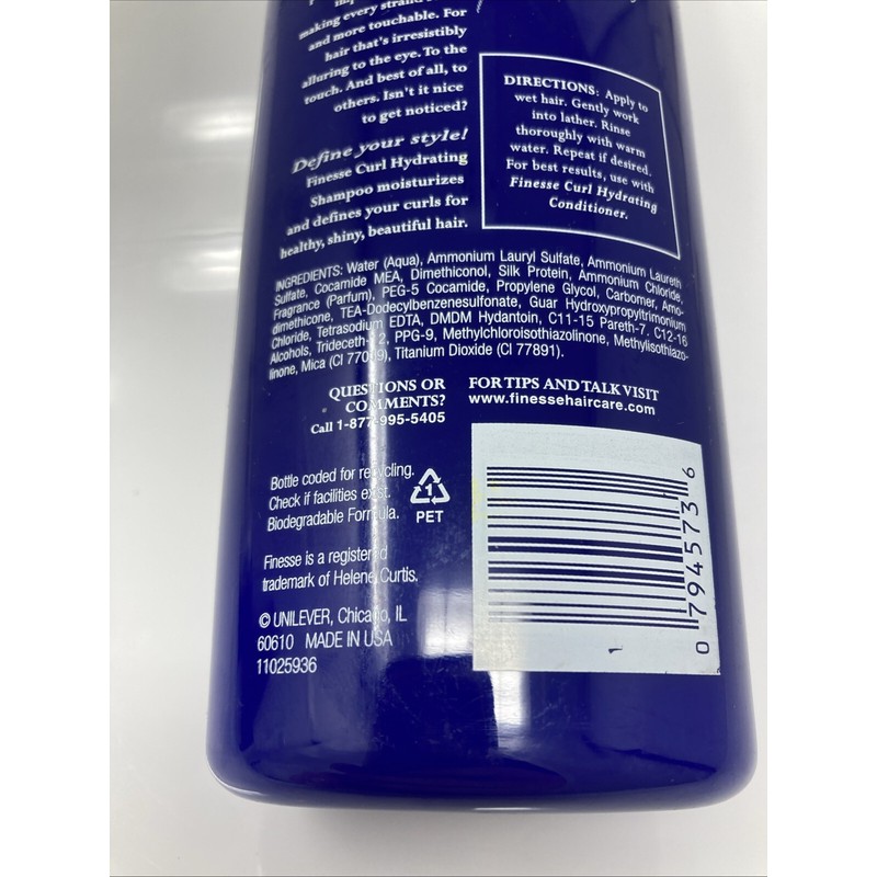 Finesse Curl Hydrating Shampoo Silk Protein Enriched Helene Curtis
