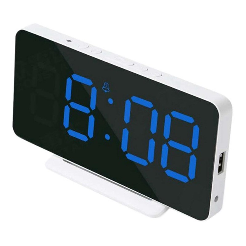 LED Mirror Alarm Clock Electronic Alarm Clock Adjustable Mirror Bedside