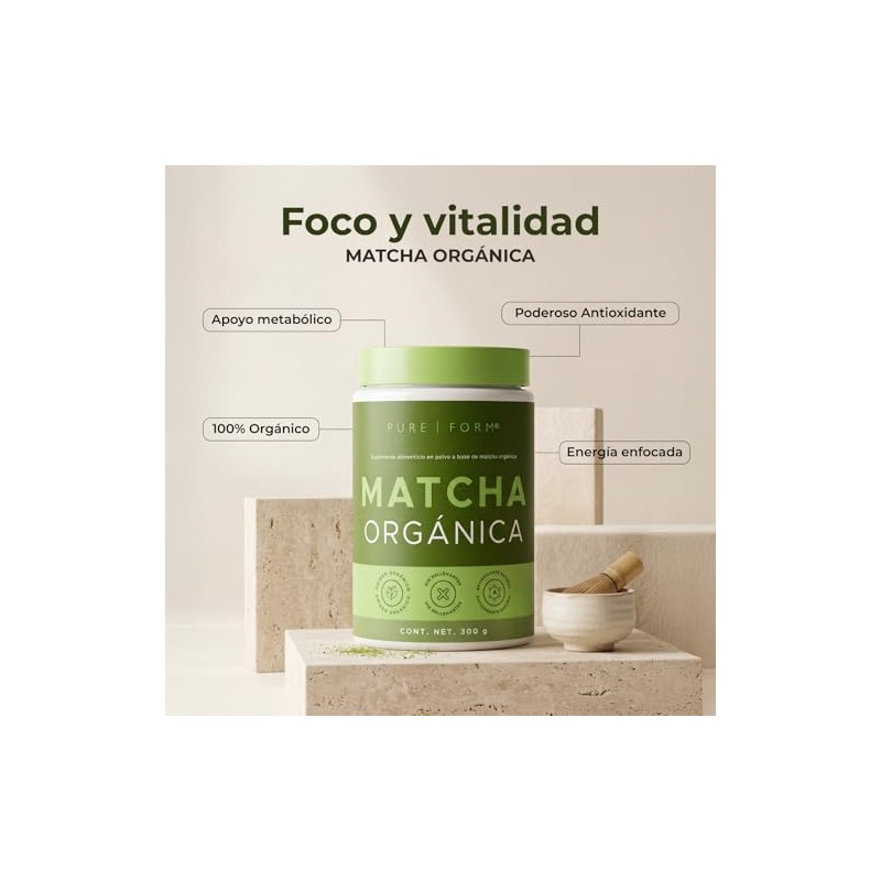 Pure Form Matcha Orgánica Te Verde En Polvo Ceremonial 300gr