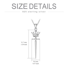 MISTBEE - Collar de plata de ley con forma de espada y espada de dragón, joyería para mujer, Plata esterlina, Sin piedra preciosa