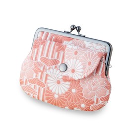 Noren Women's Kiss-Lock Coin Purse/Wallet, Double-Pocket Kiss-Lock Purse with Outer Pocket, 5.5 x 4.7 x 1.0 inches (14 x 12 x 2.5 cm), Mini, Round 4 inches (3.3 sun), Square 4.5 x 3.0 inches (11.5 x 7.5 cm), Made in Japan, Coin Case, Card Case, Japanese 