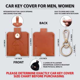 ANHBKAR Car Key Cover Keychain for Broken Key - Leather Key Covers Protector for Car Key - Car Key Loop Replacement - Car Key Holder for Women, Men (Brown)