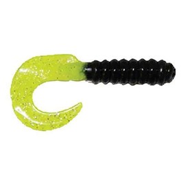 Big Bite Baits 2" CURL Tail GRUB/Black/Chartreuse Shine (10 Pack)