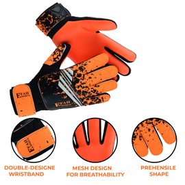EFAH SPORTS Football Goalkeeper Gloves For Boys kids Children Youth Soccer Goalie Glove with Super Grip Palms