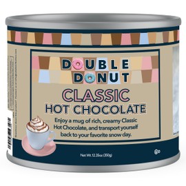 Double Donut Coffee Classic Bulk Hot Chocolate Mix, Rich Hot Cocoa 12 Ounce Canister, Hot Chocolate Powder