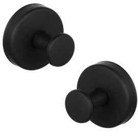 Suction Cup Hooks for Door Wreaths Stainless Steel Shower Suction Hooks No Drill Waterproof Removable Towel Hook for Bathroom Window Glass, Bath Robe Looafh Towel Hook for Hanging, 2 Pack, Black